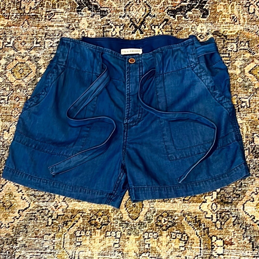 ULLA JOHNSON GAVIN PAPERBAG CHAMBRAY DENIM SHORTS SIZE 6